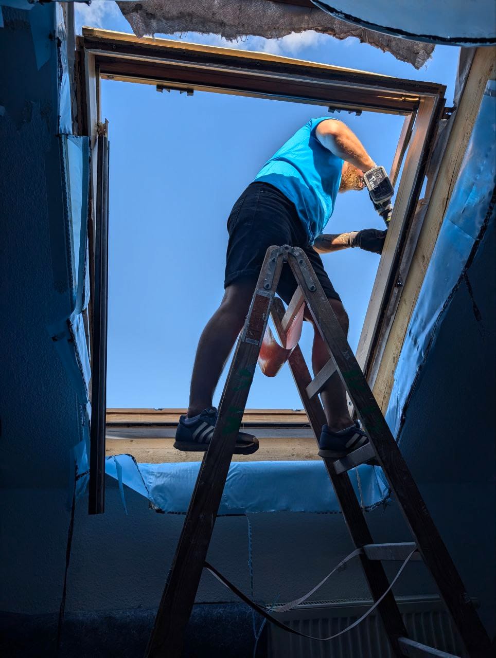 Dachfenster: Einbau am offenen Dach